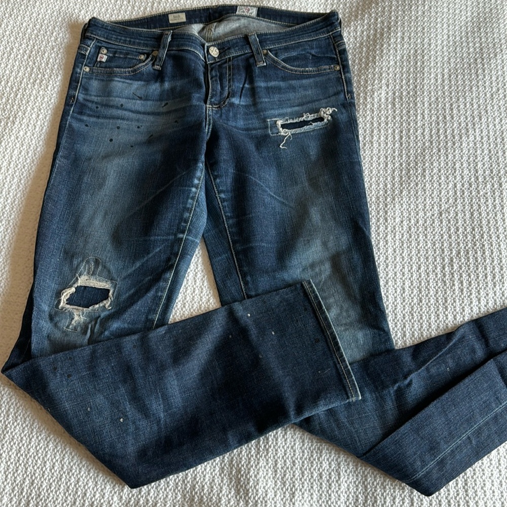 AG Stilt Cigarette Leg, distressed, size 28